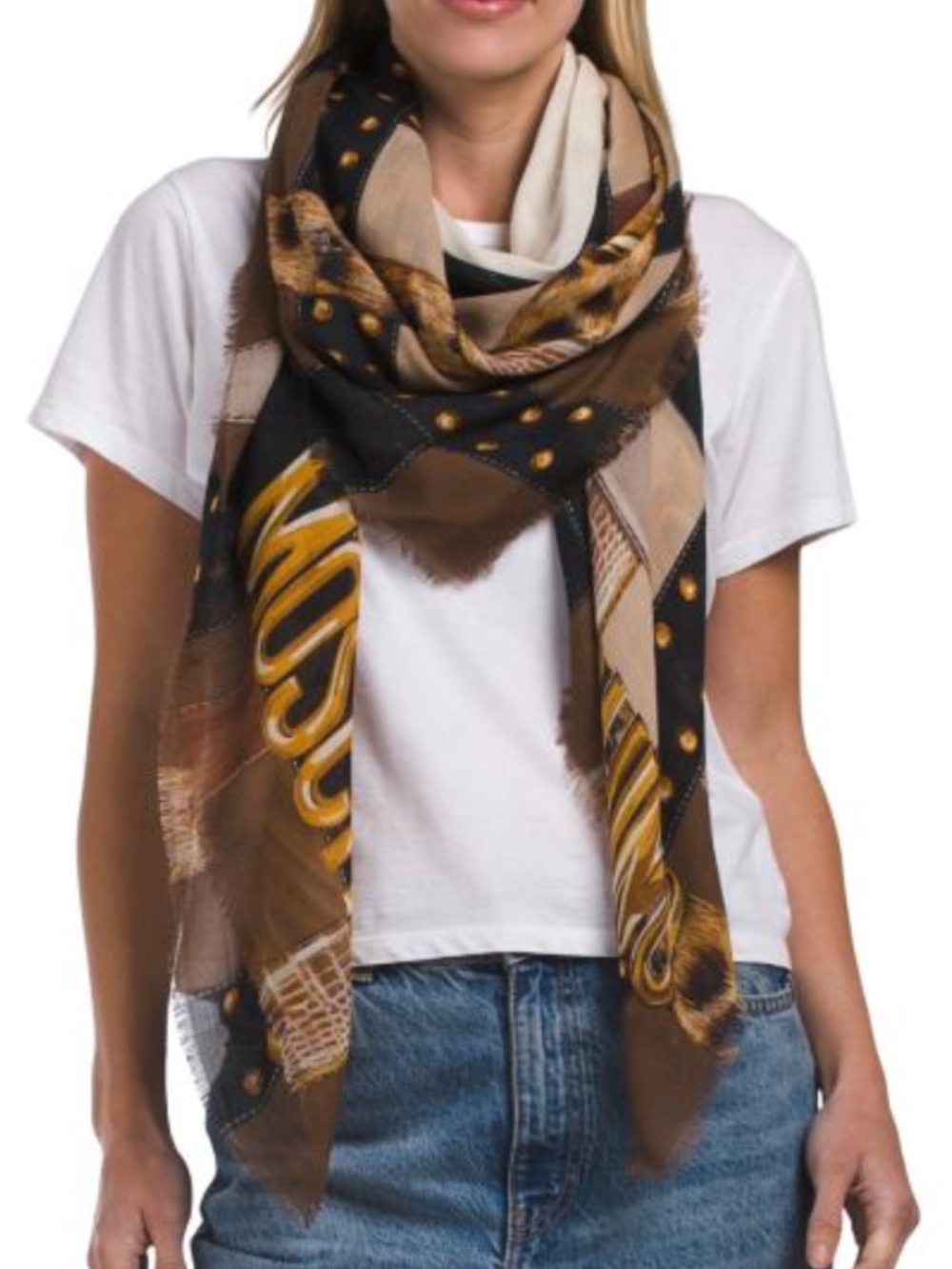 NWT MOSCHINO made in italy wool blend printed scarf